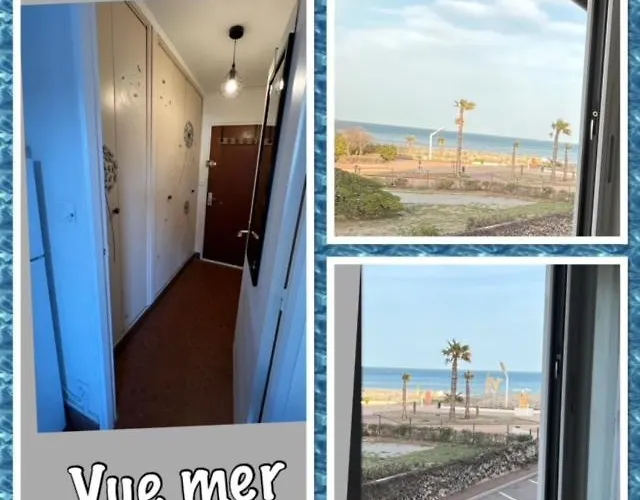 T2 climatisé, vue Mer totale, chambre, appart 2 ou 4 pers, parking privé, Wifi fibre, proche des commerces, Kanumera Barcarès * Le Barcarès